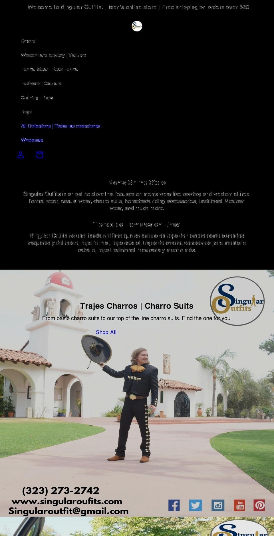 singularoutfits.com shopify website screenshot