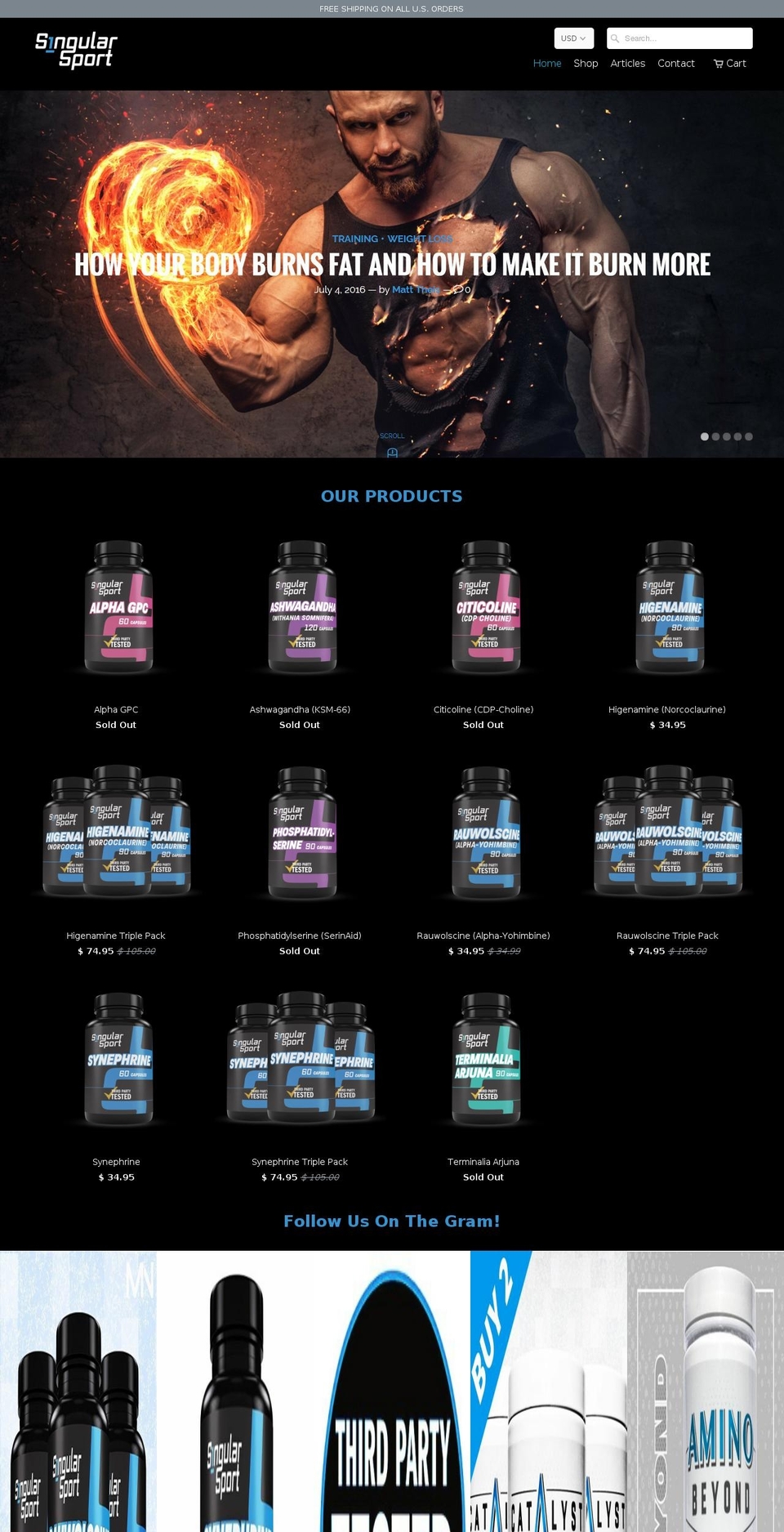 singularsport.com shopify website screenshot