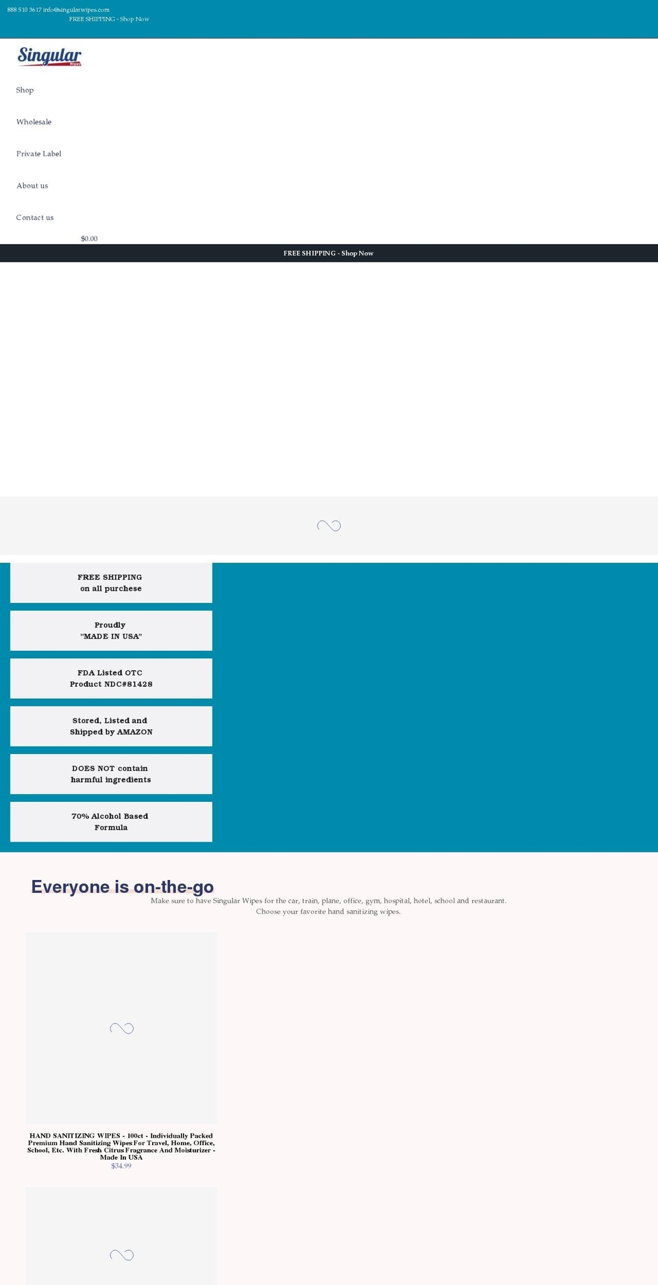singularwipes.com shopify website screenshot