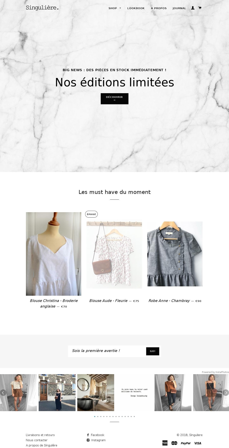 singuliere-shop.com shopify website screenshot