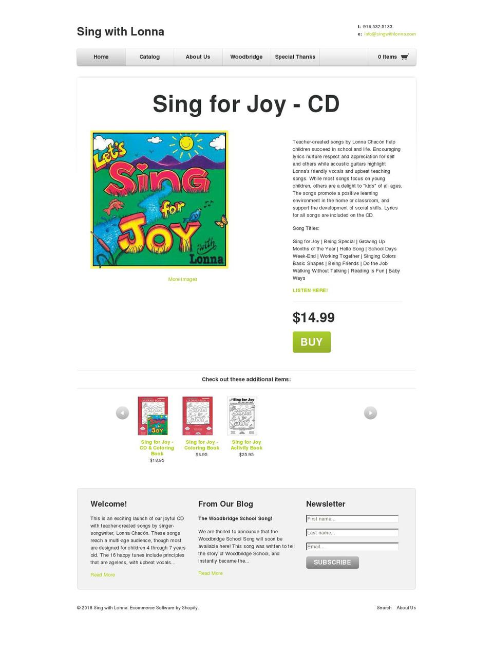 singwithlonna.org shopify website screenshot