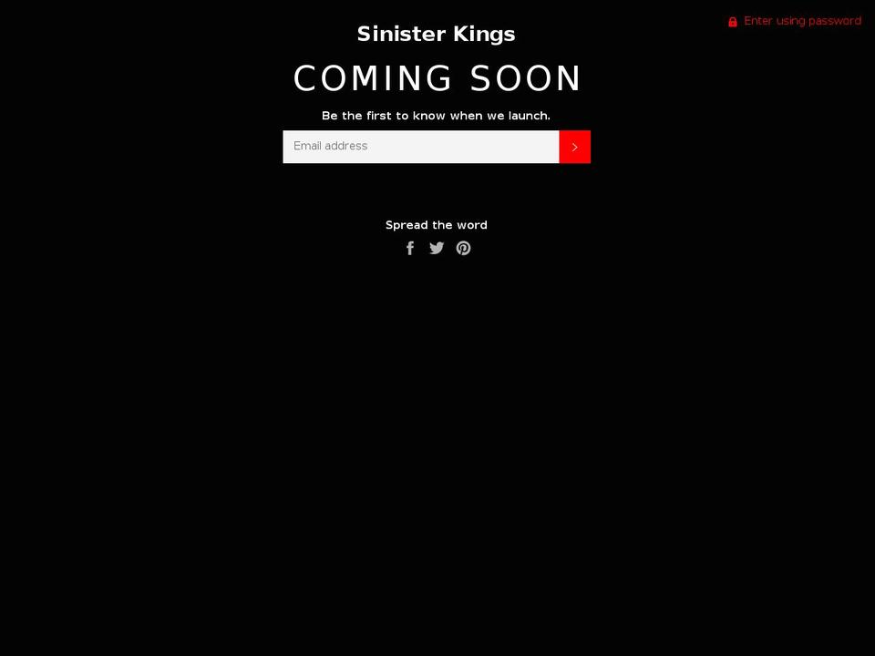 sinisterkings.com — Shopify storefront screenshot