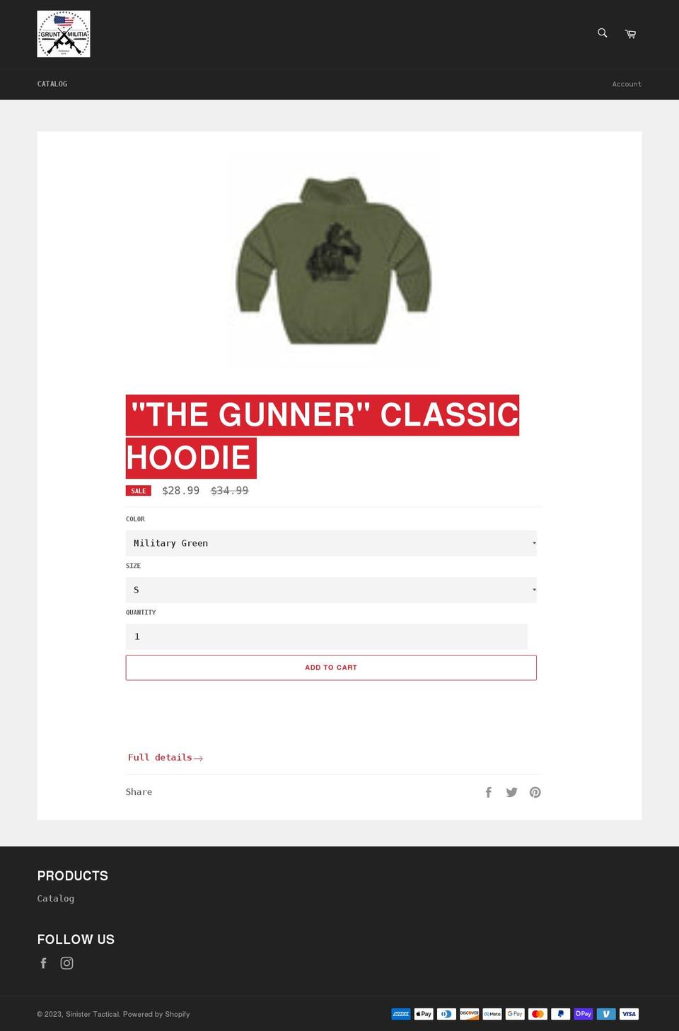 sinistertacticalco.com shopify website screenshot