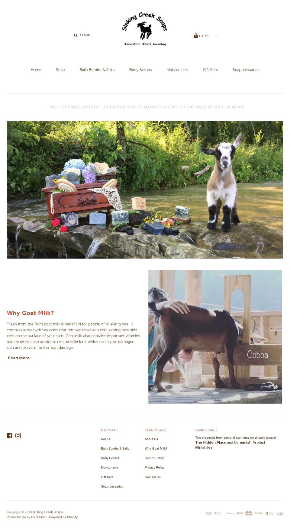 sinkingcreeksoaps.com shopify website screenshot