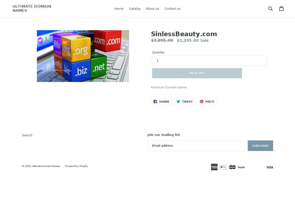 sinlessbeauty.com — Shopify storefront screenshot
