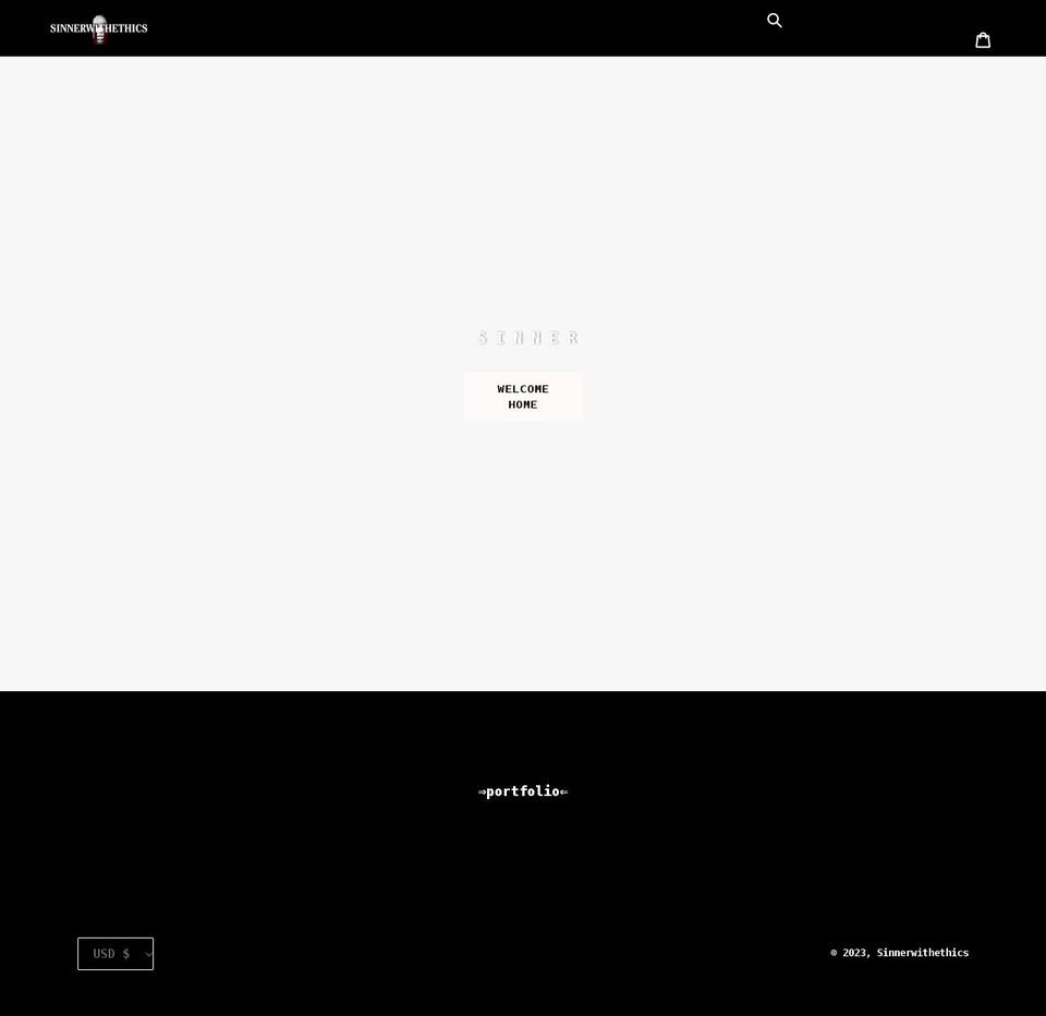 sinnerwithethics.com shopify website screenshot