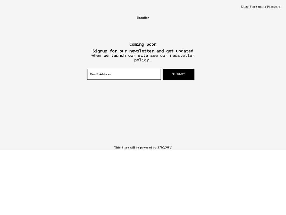 sinsation.co.uk shopify website screenshot