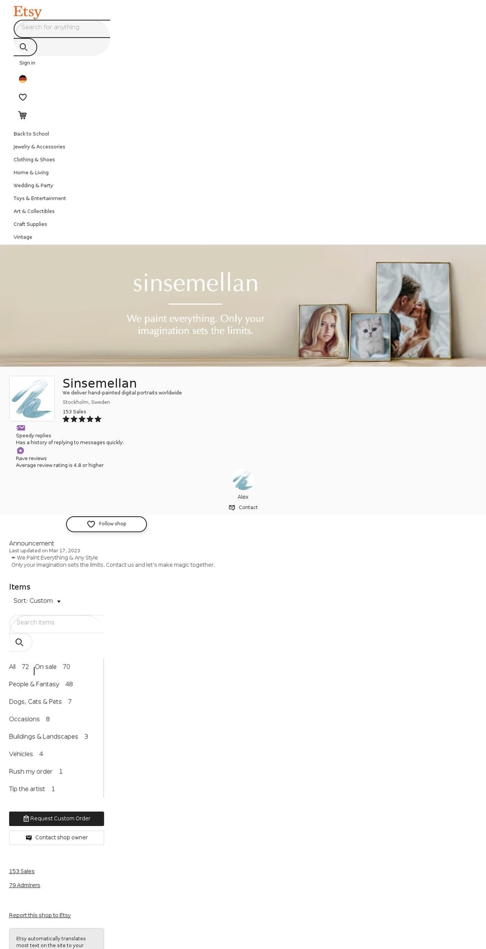 sinsemellan.com shopify website screenshot