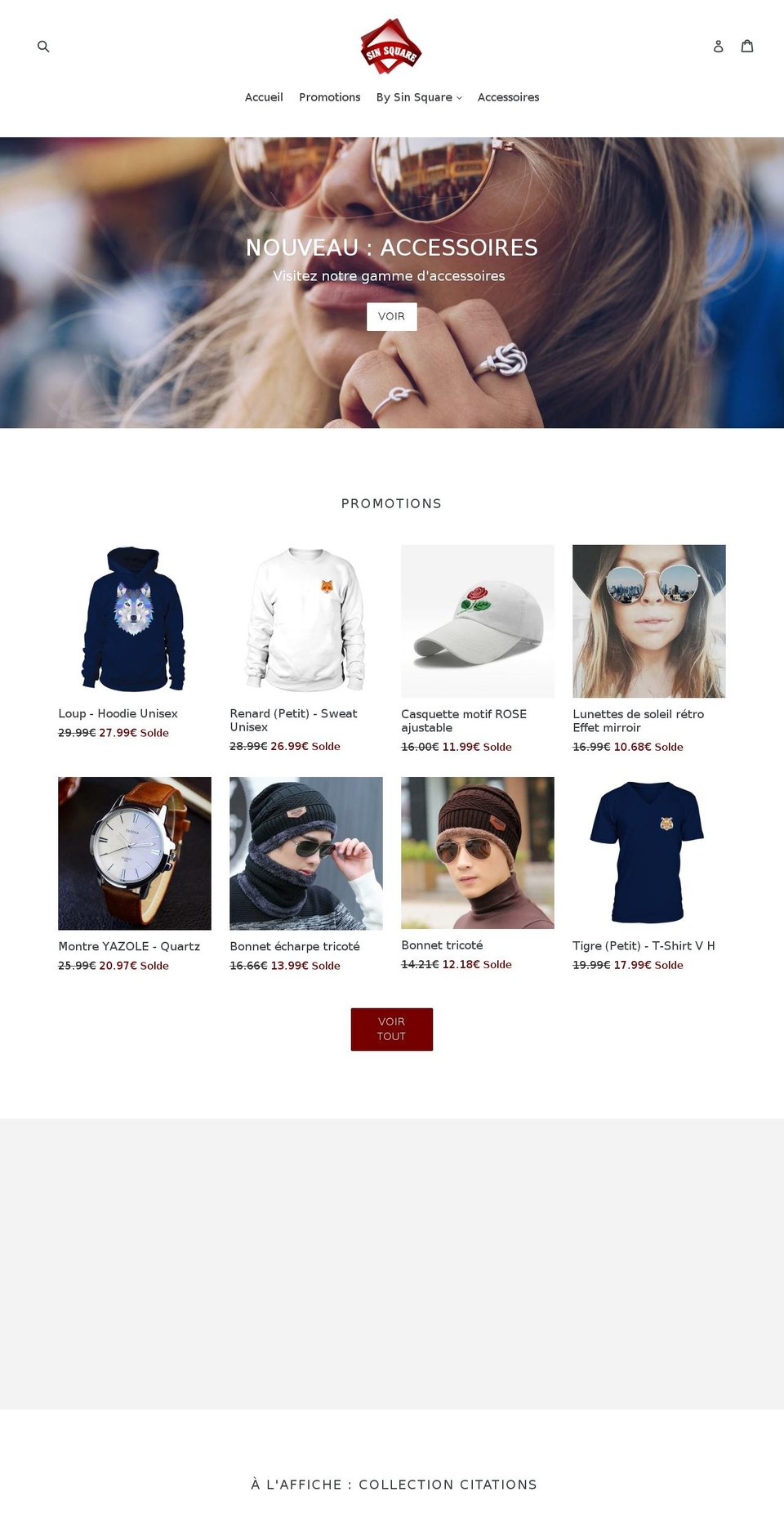 sinsquareshop.com — Shopify storefront screenshot