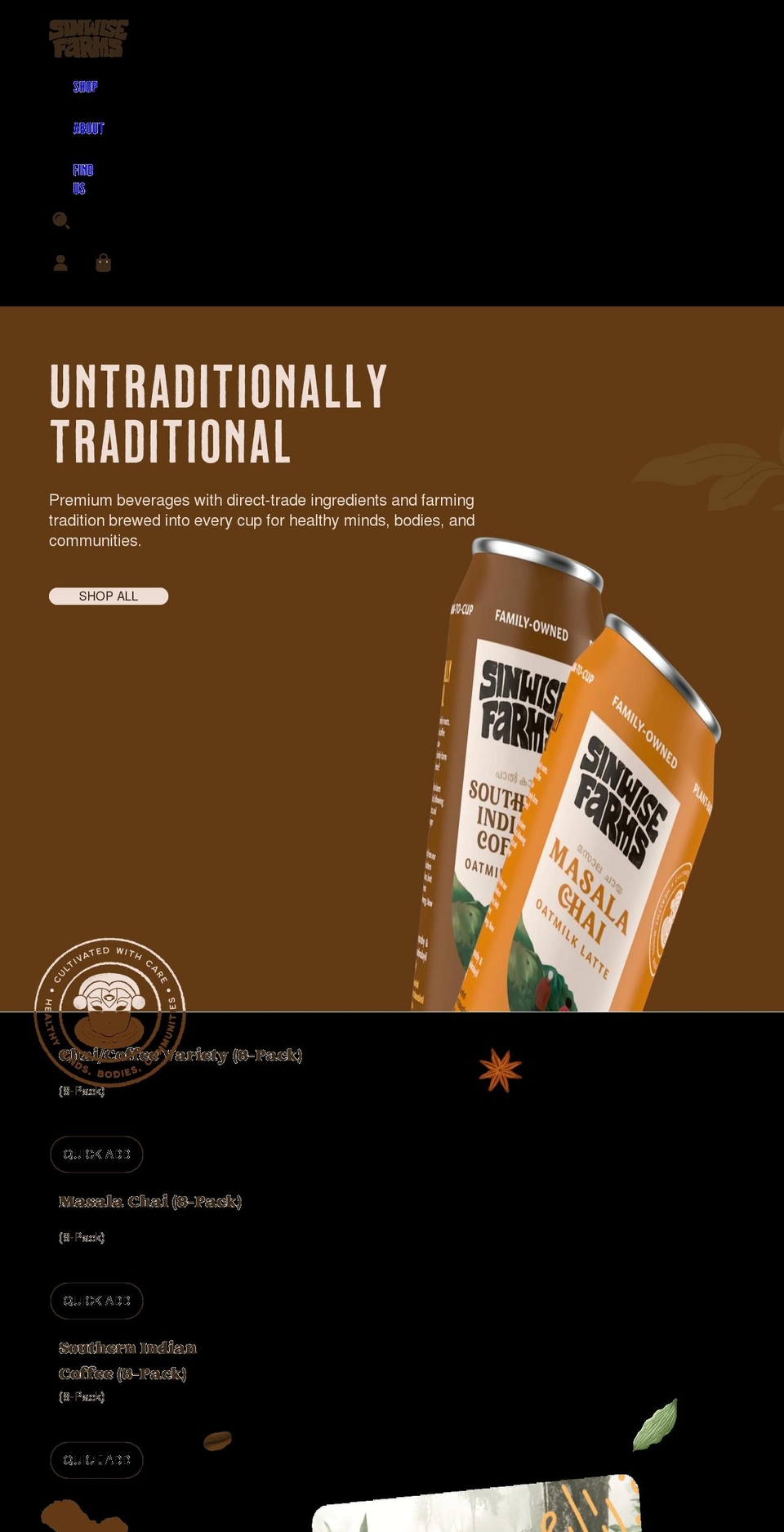 sinwisefarms.com shopify website screenshot