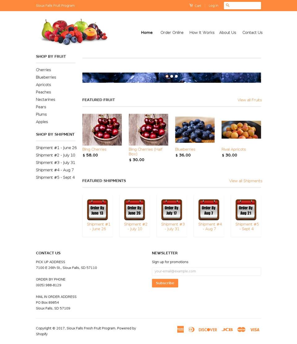 siouxfallsfruit.com shopify website screenshot