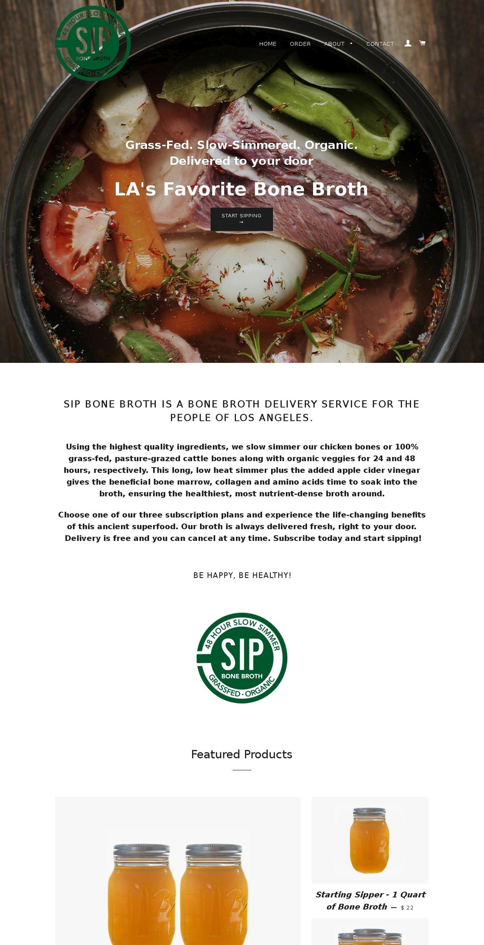 sip-bone-broth.myshopify.com shopify website screenshot