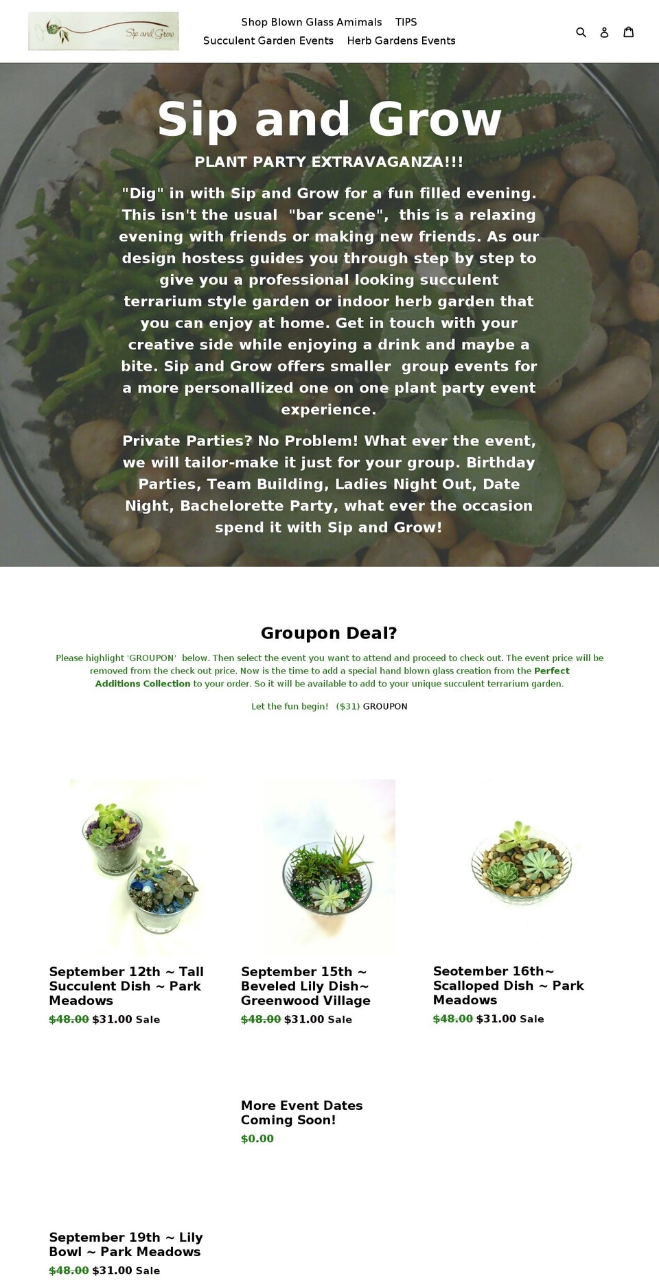 sipandgrow.com — Shopify storefront screenshot