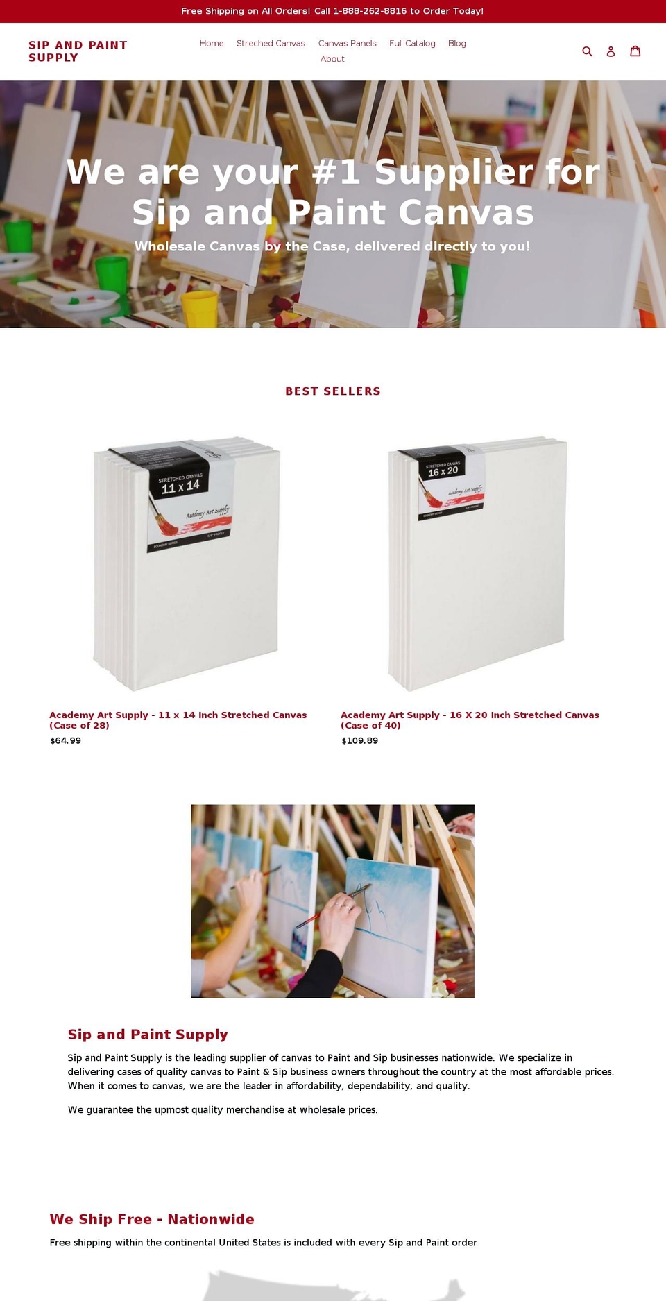 sipandpaintsupply.com — Shopify storefront screenshot