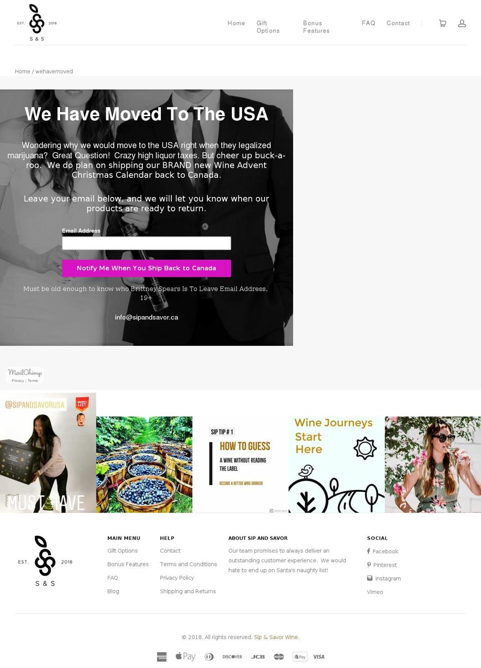 sipandsavor.ca shopify website screenshot