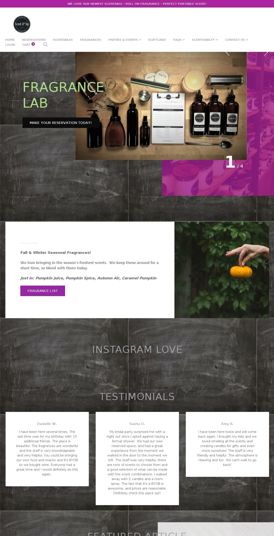 sipandscent.com — Shopify storefront screenshot