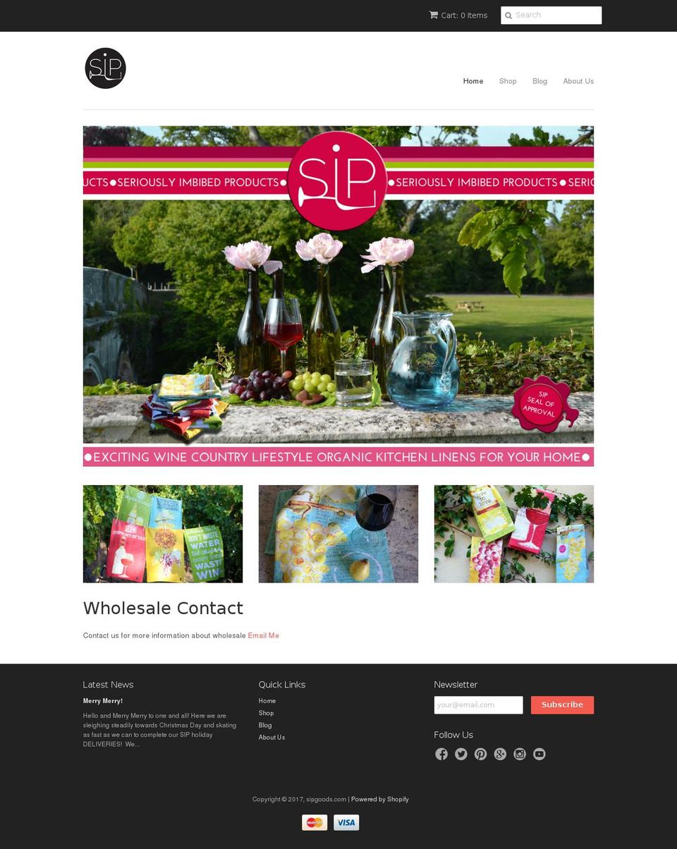 sipgoods.com shopify website screenshot