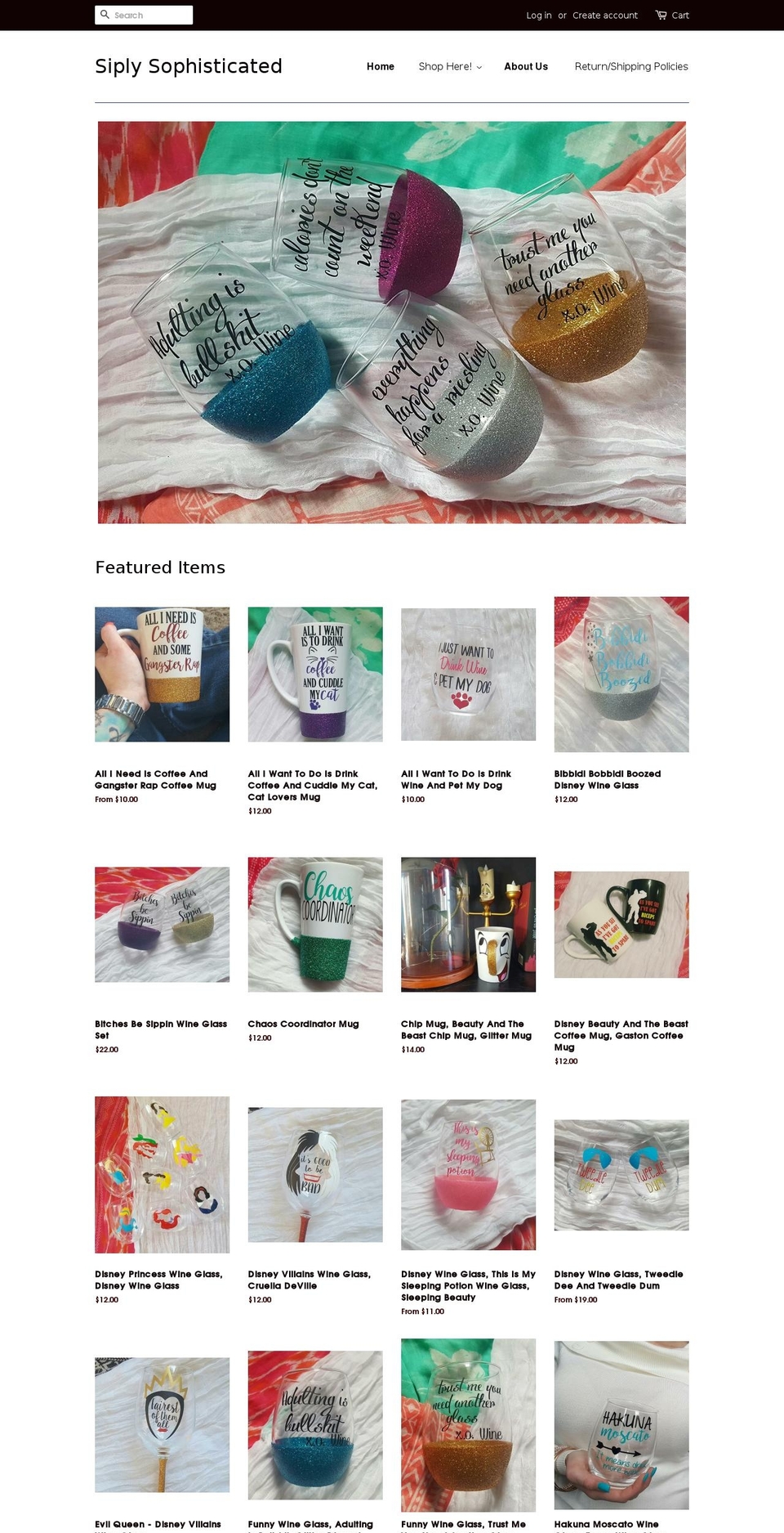 siplysophisticated.com shopify website screenshot