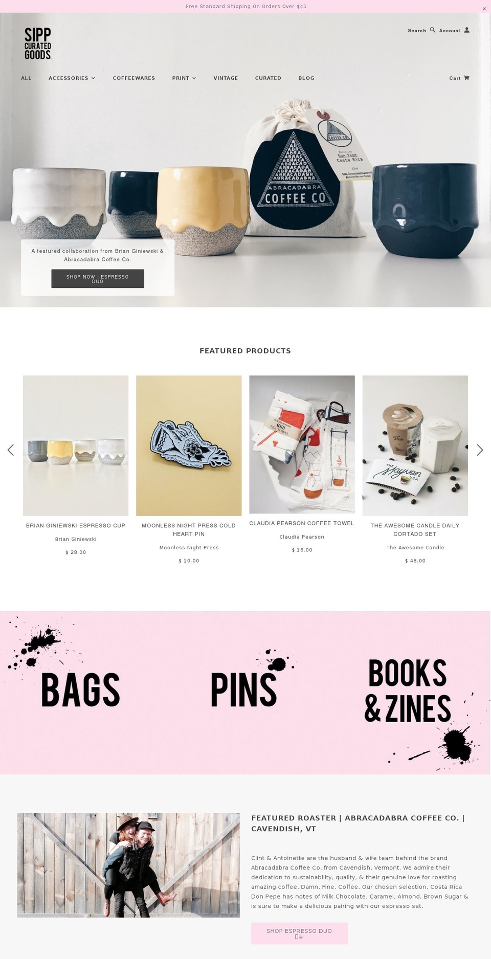 sippcuratedgoods.com shopify website screenshot