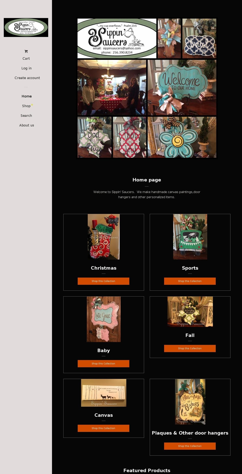 sippinsaucers.com shopify website screenshot