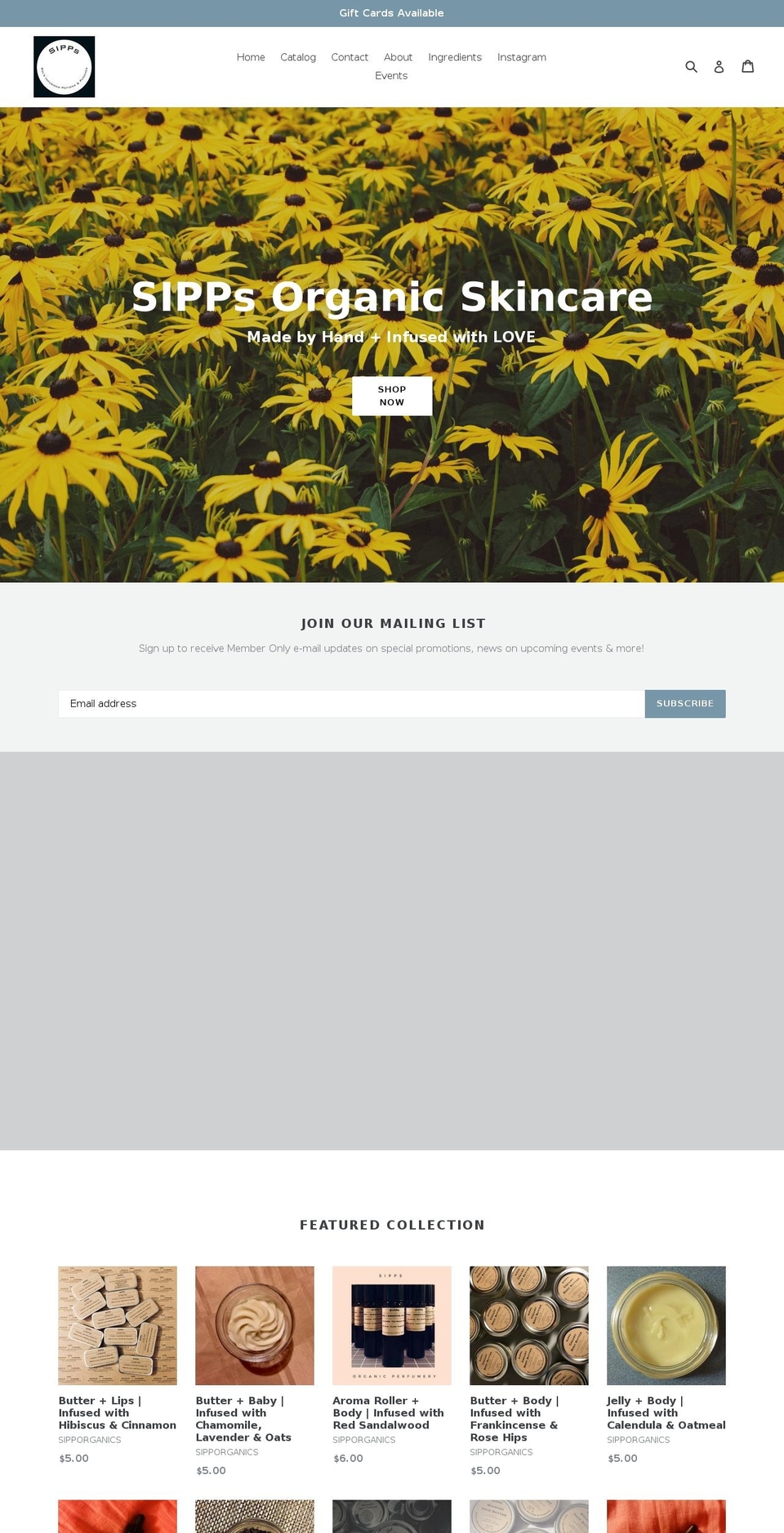 sipporganics.com shopify website screenshot