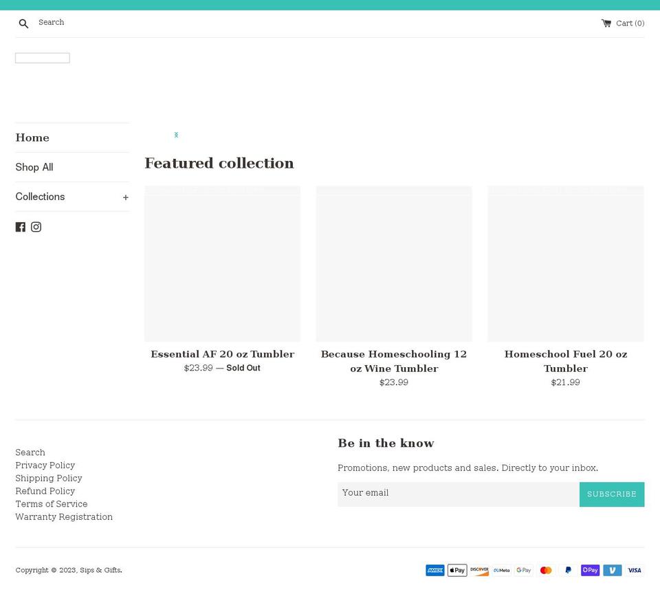 sipsandgifts.com shopify website screenshot