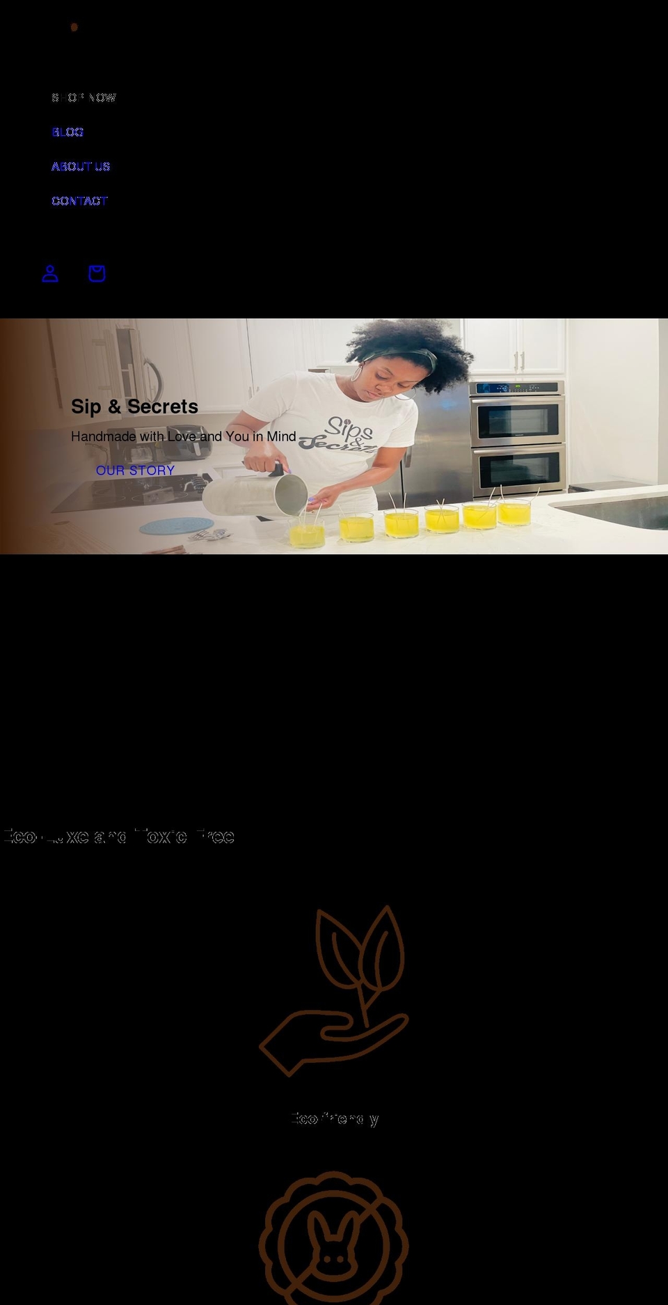 sipsandsecrets.com shopify website screenshot