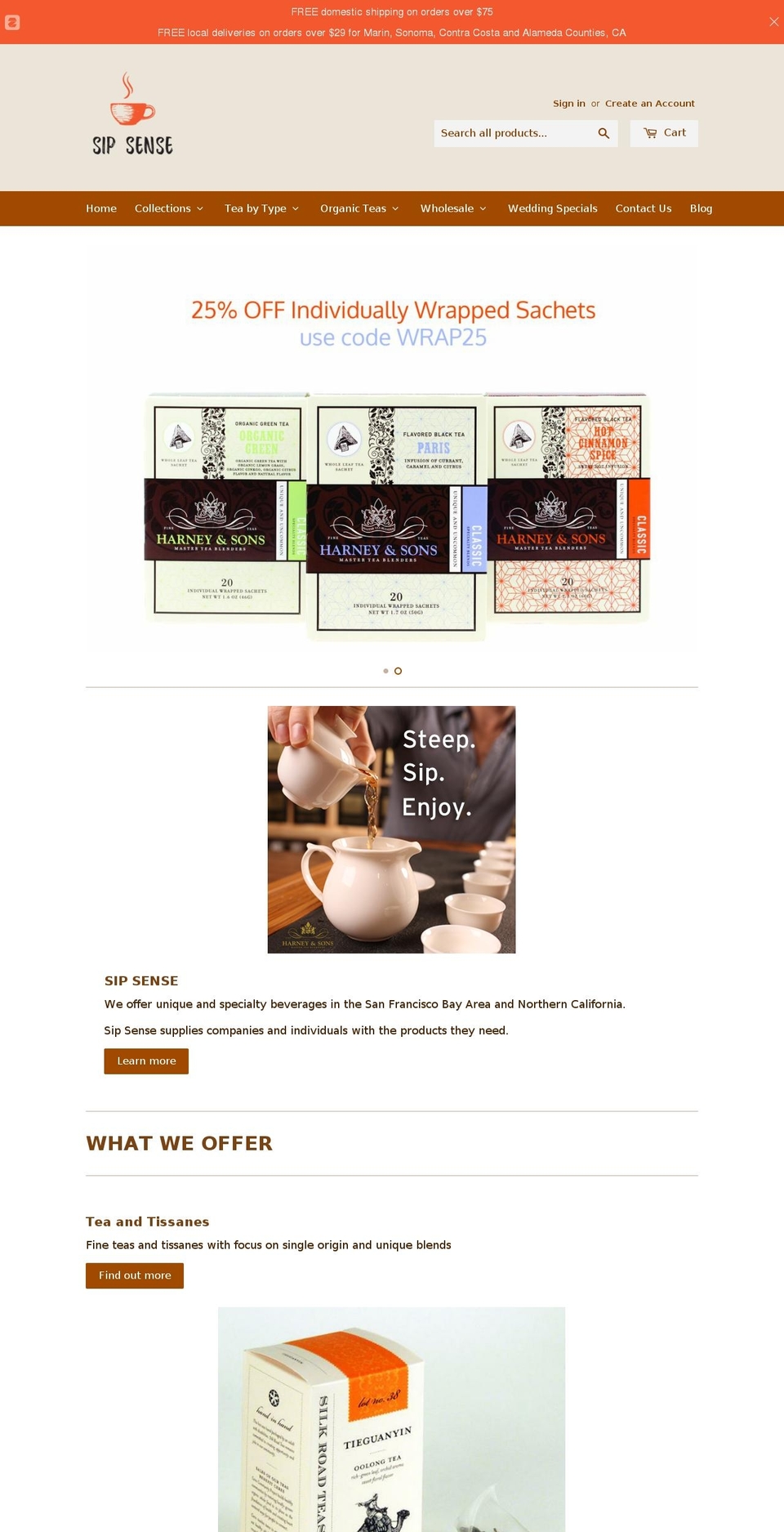 sipsense.org shopify website screenshot