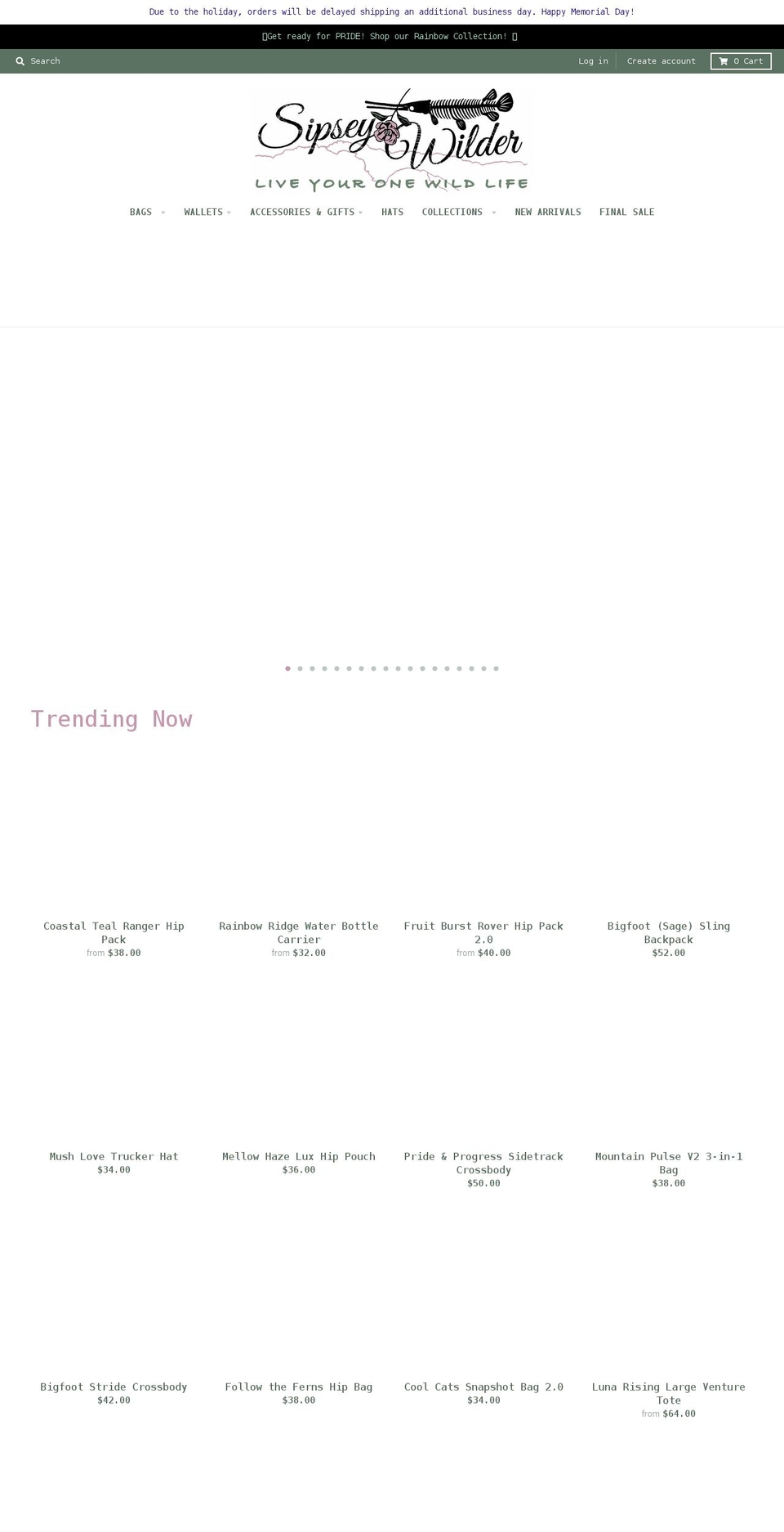 sipseywilder.com — Shopify storefront screenshot
