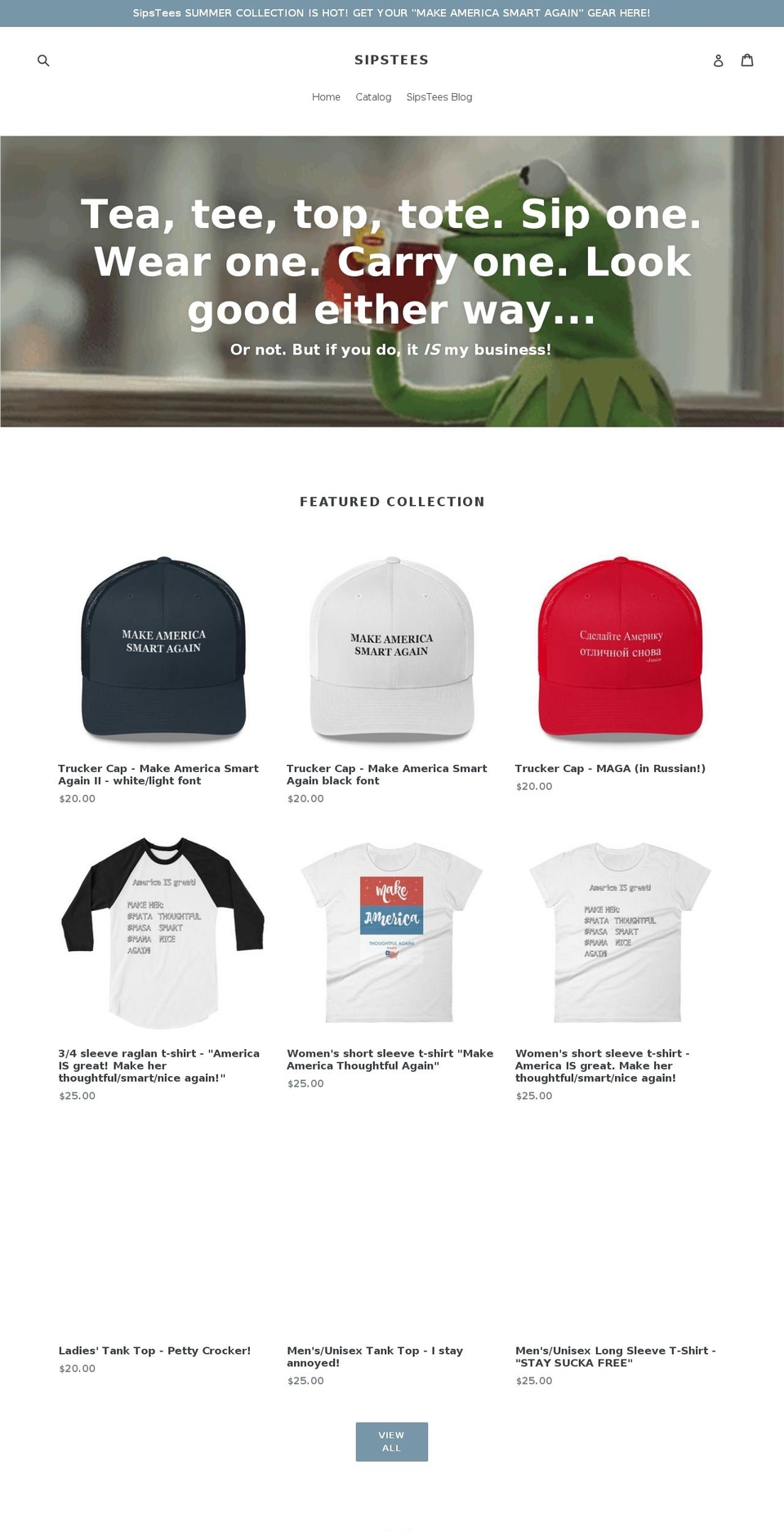 sipstees.com — Shopify storefront screenshot