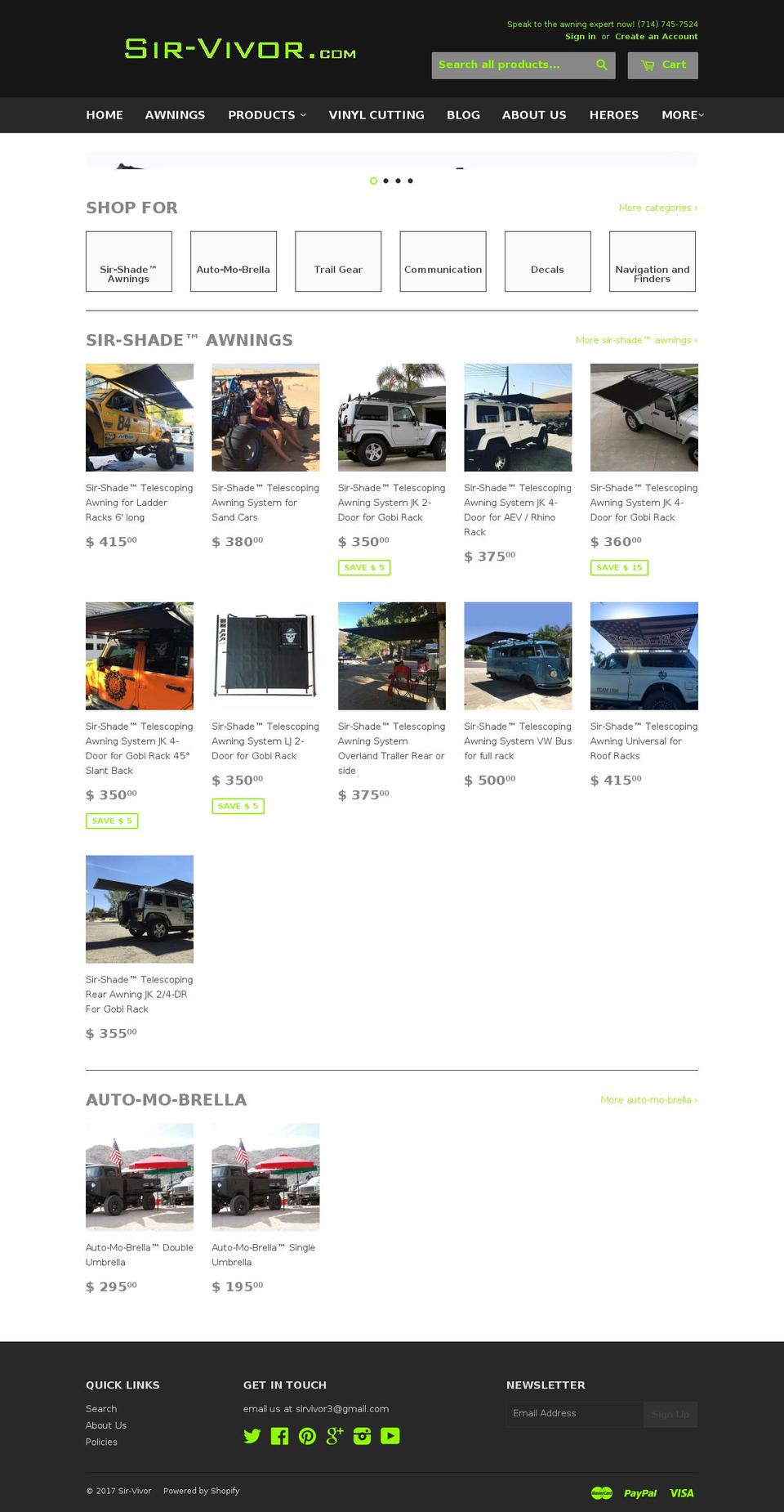 sir-shade.com shopify website screenshot