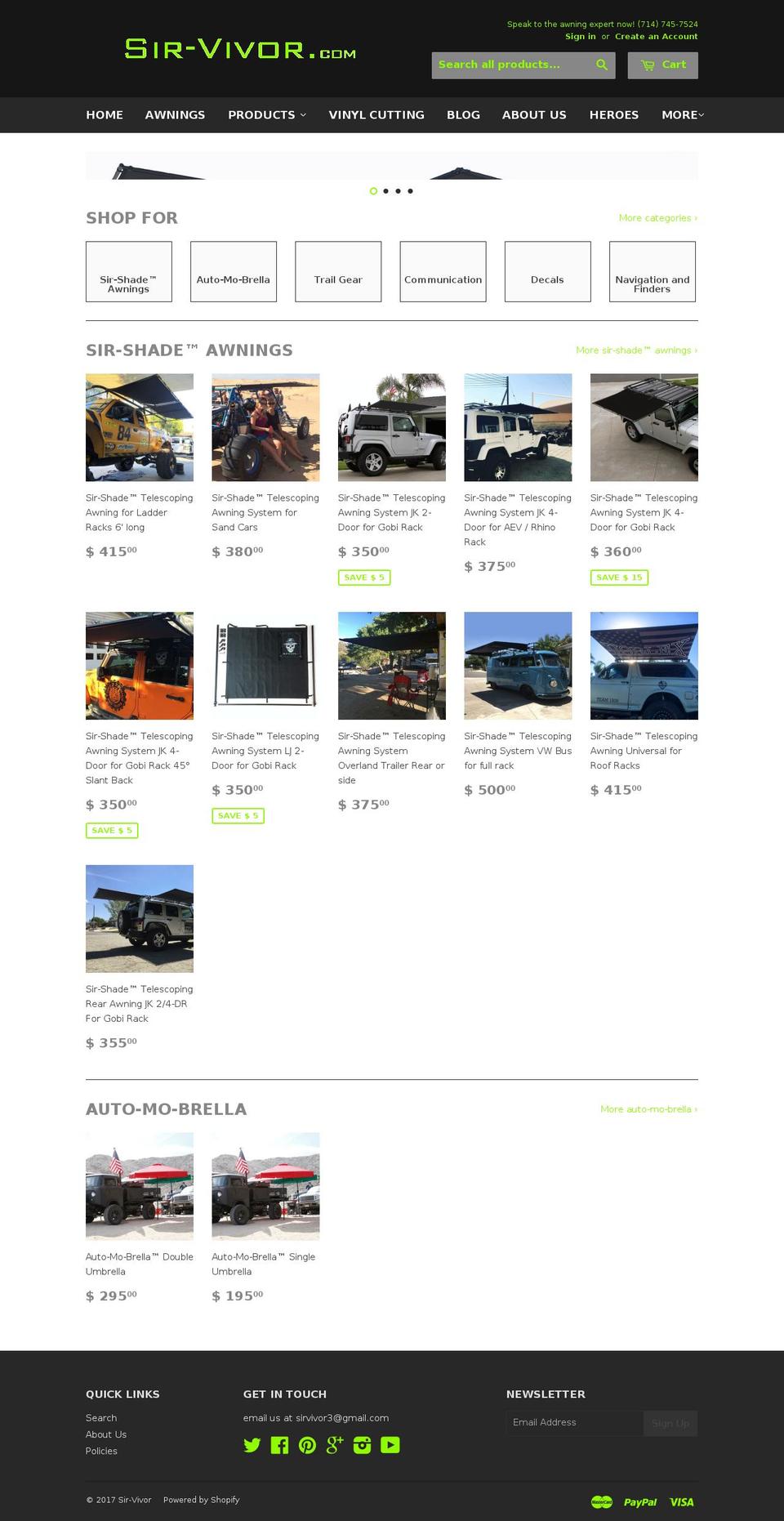 sir-vivor.com shopify website screenshot