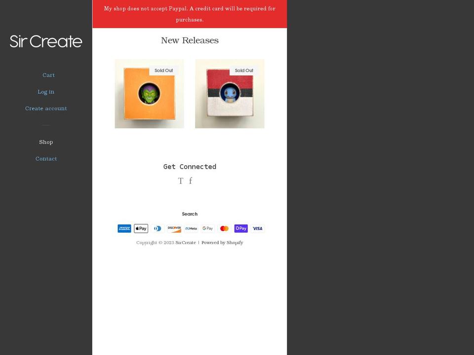 sircreate.myshopify.com shopify website screenshot