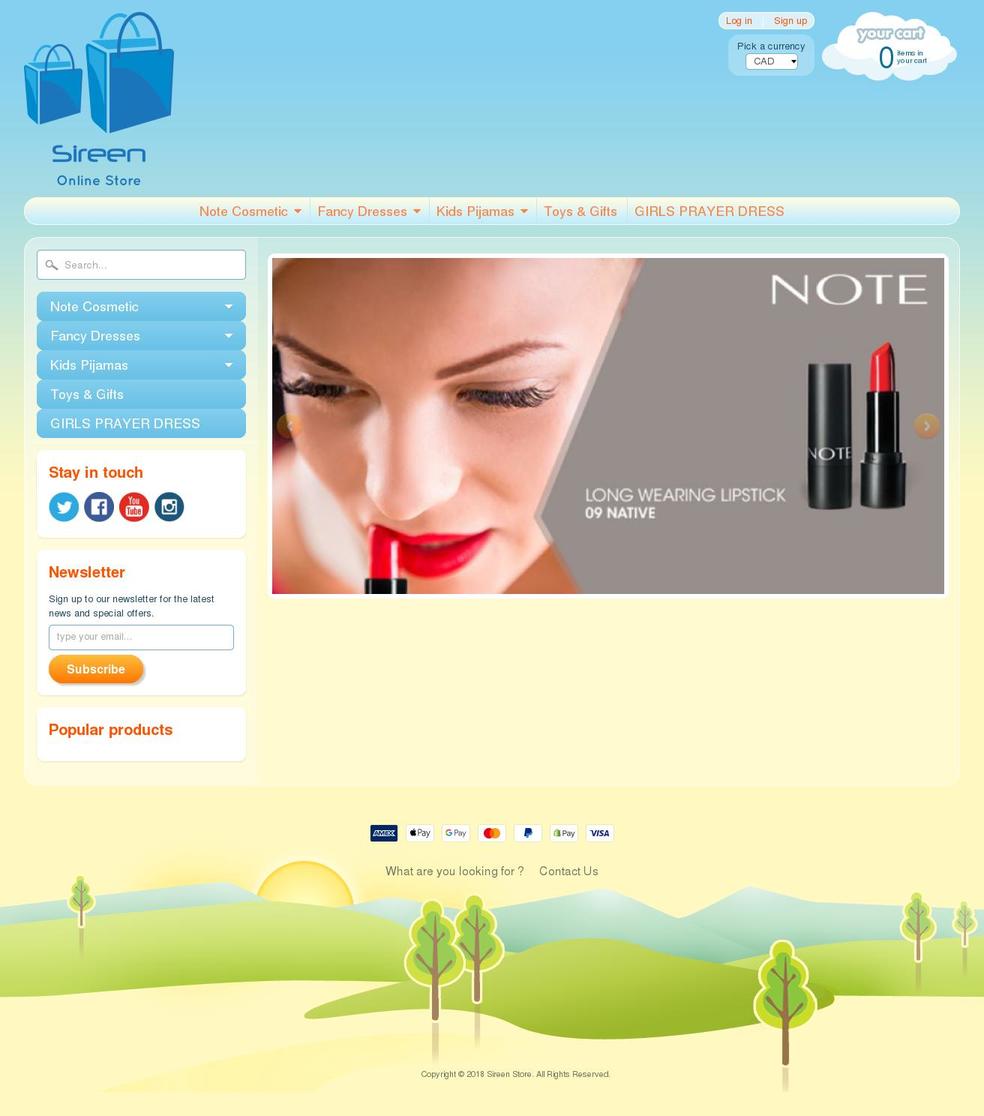 sireenstore.com shopify website screenshot
