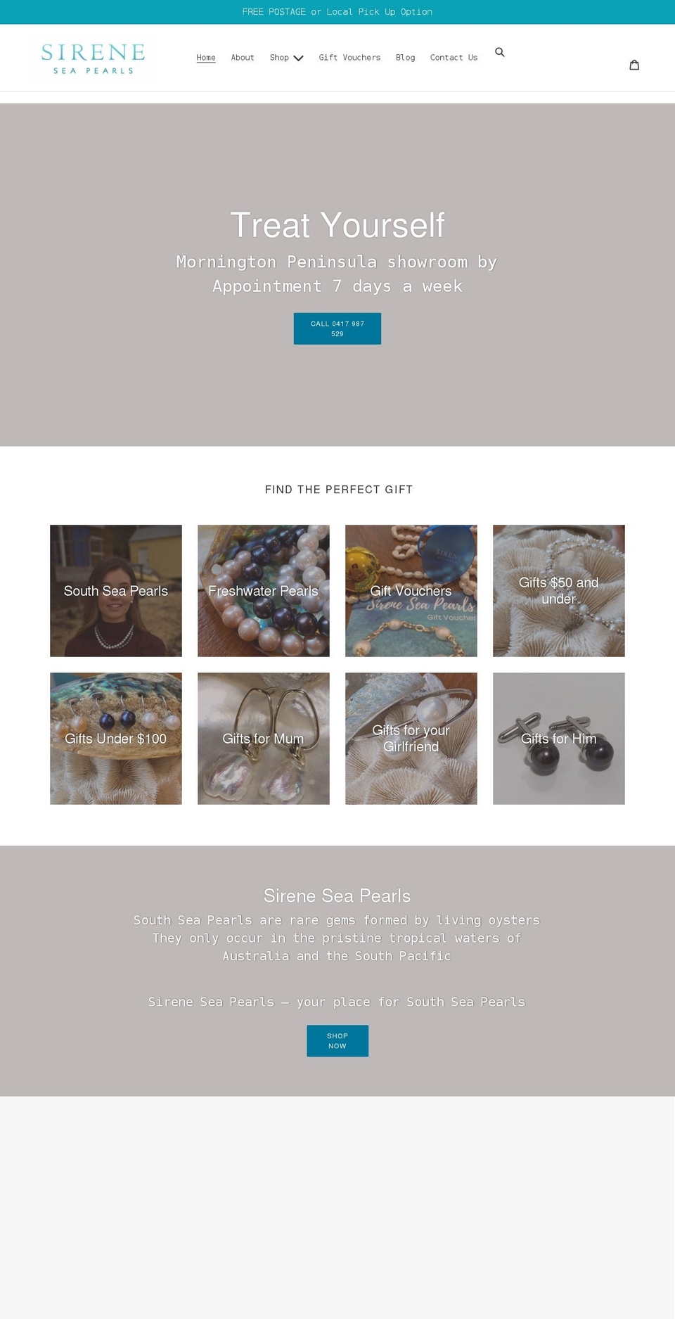 sireneseapearls.com.au shopify website screenshot
