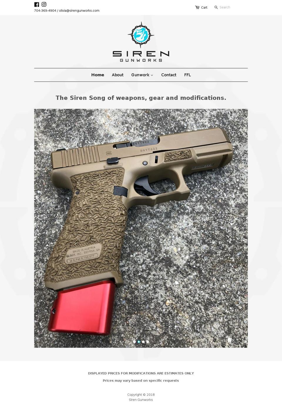 sirengunworks.com shopify website screenshot