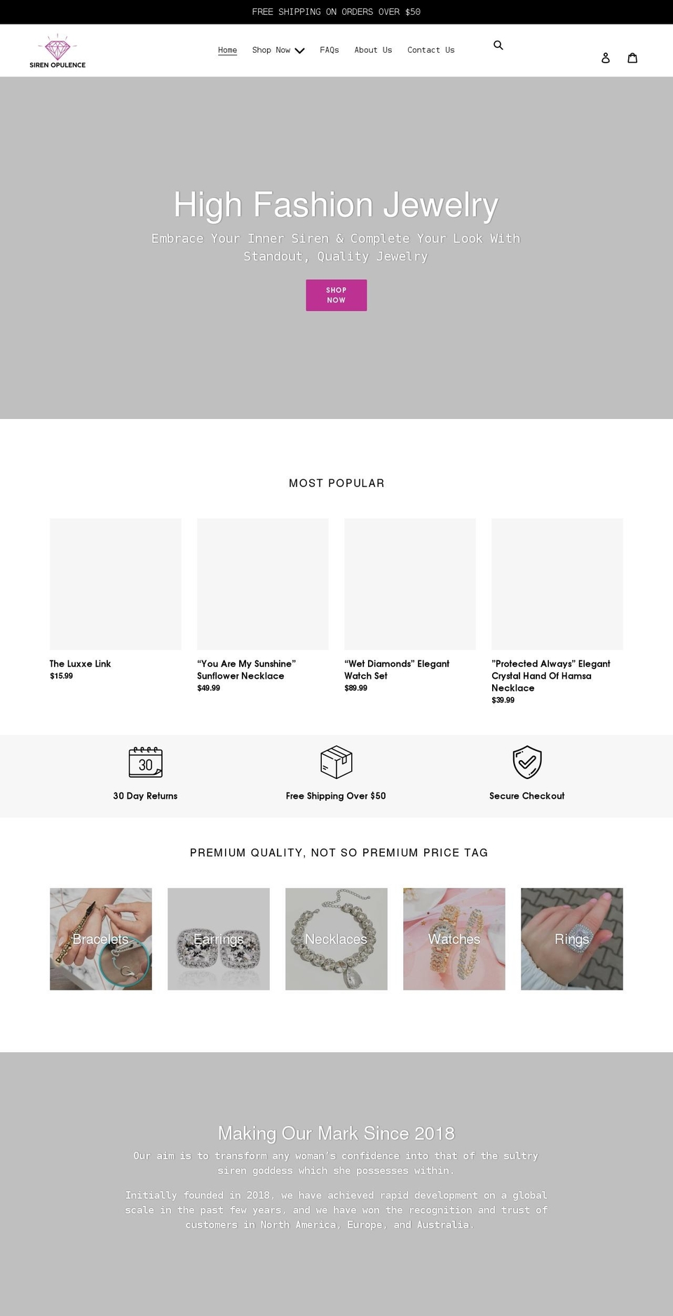 ThemeX  with Installments message Shopify theme site example sirenopulence.com