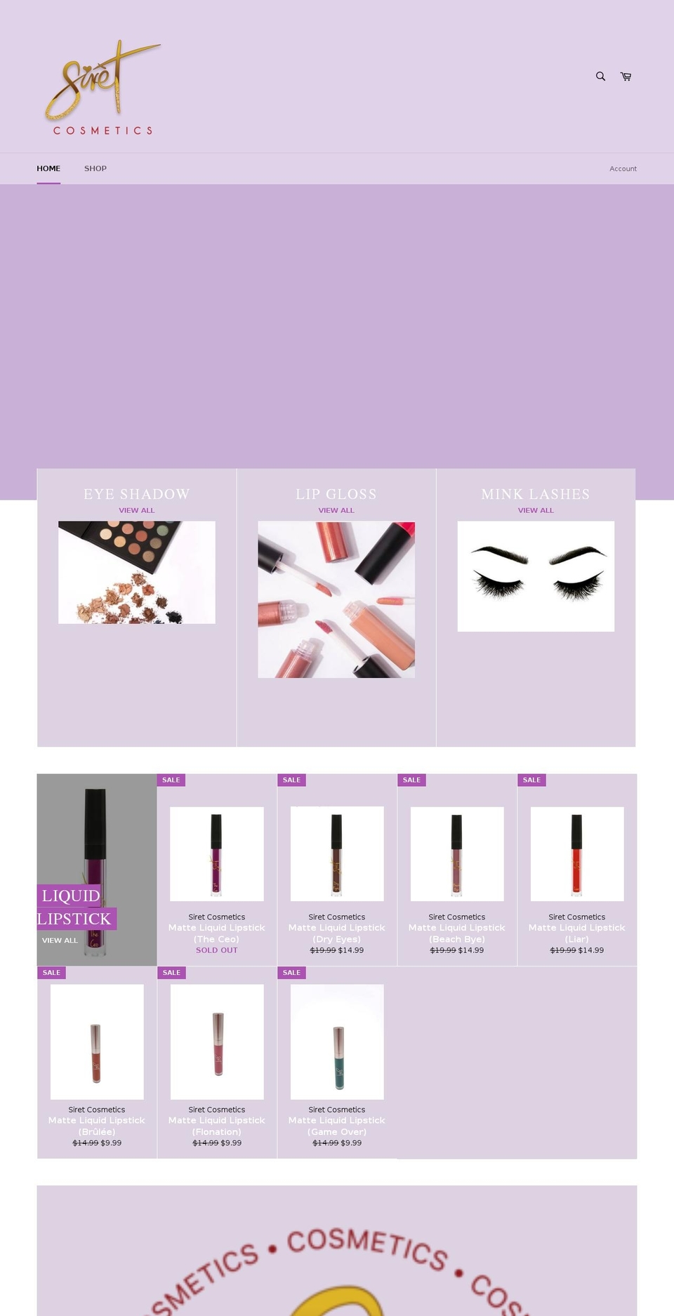 siretcosmetics.com shopify website screenshot