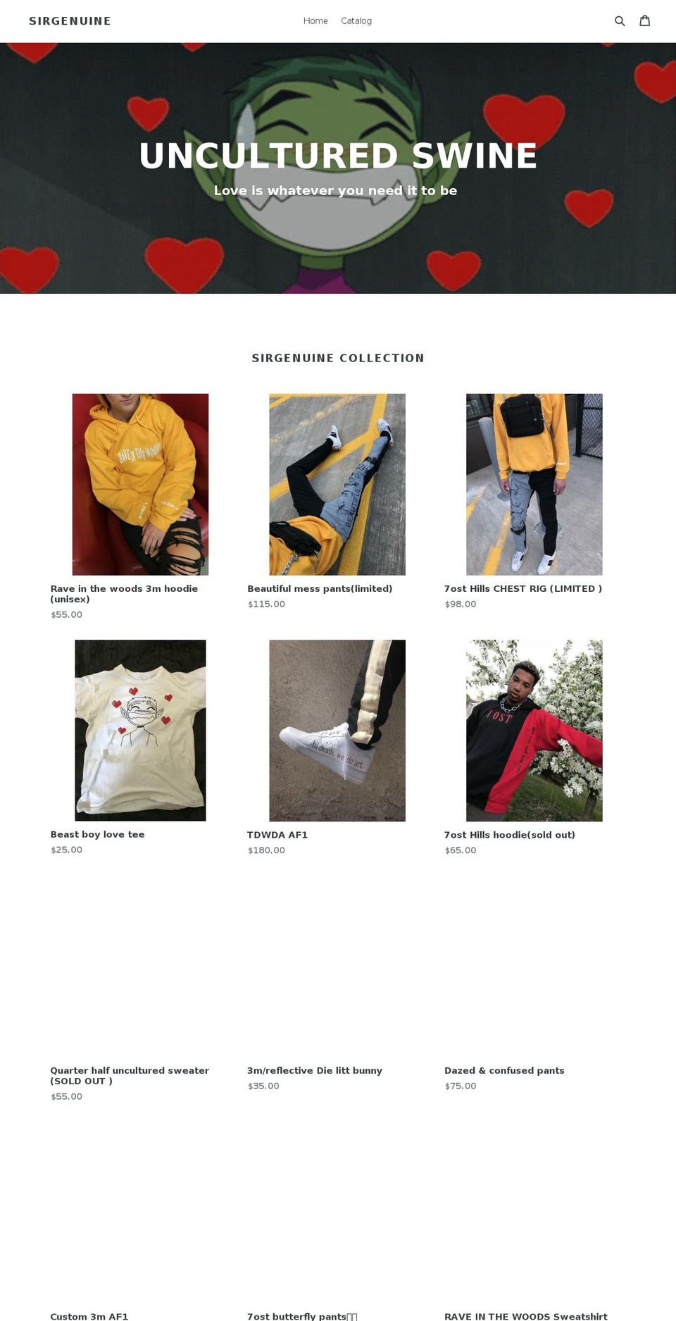 sirgenuine.com shopify website screenshot