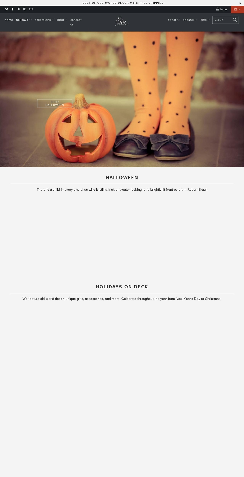sirholiday.com shopify website screenshot