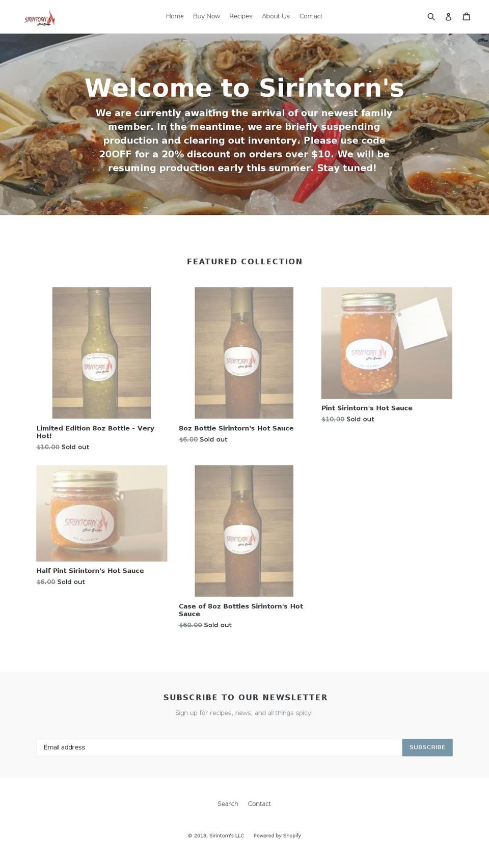 sirintorns.com — Shopify storefront screenshot