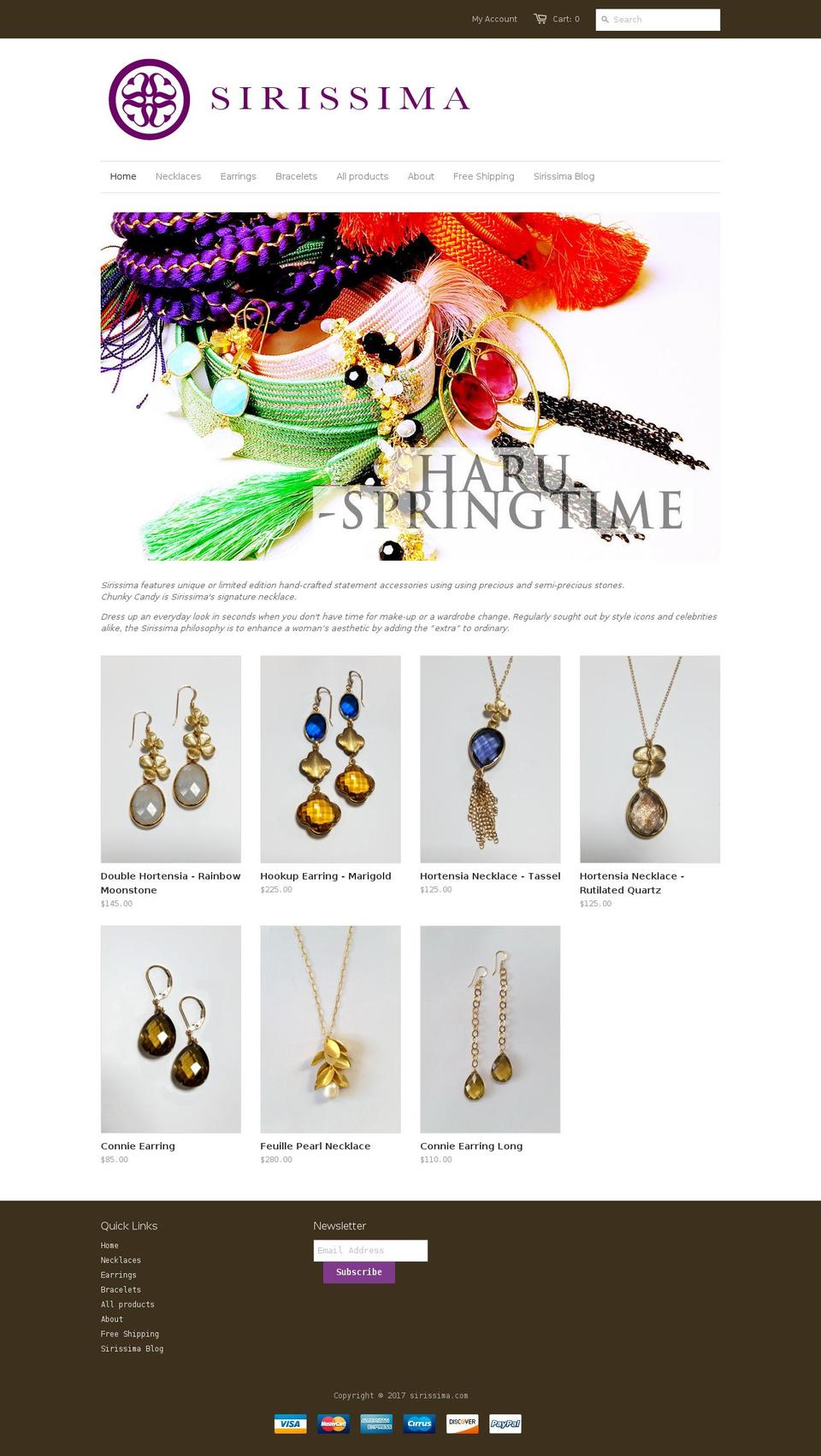 sirissima.com shopify website screenshot