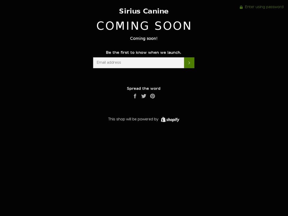 siriuscanine.com shopify website screenshot