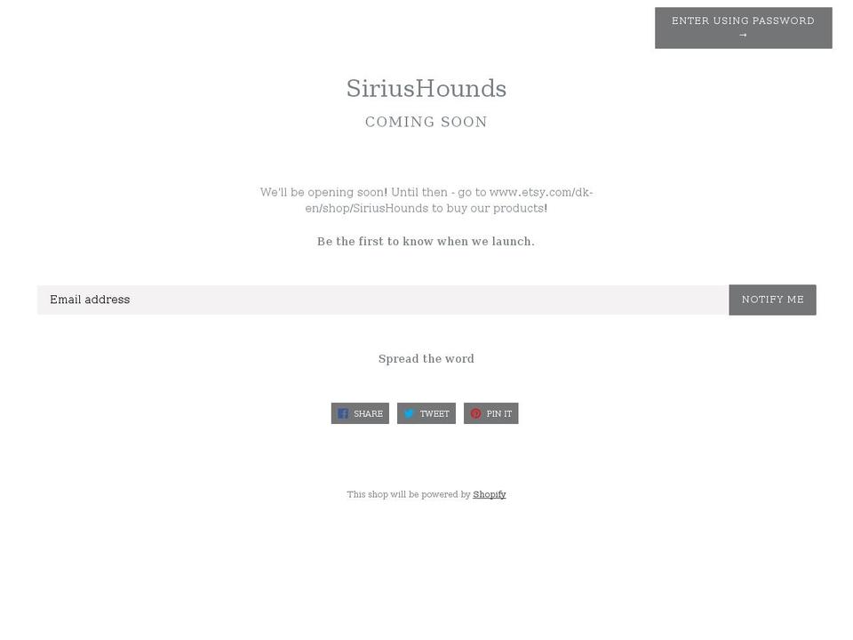 siriushounds.com — Shopify storefront screenshot