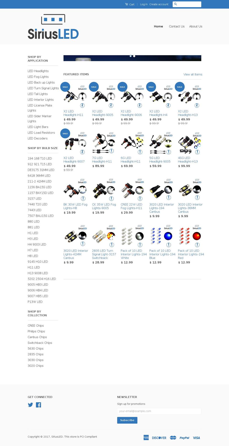 siriusledlights.com shopify website screenshot