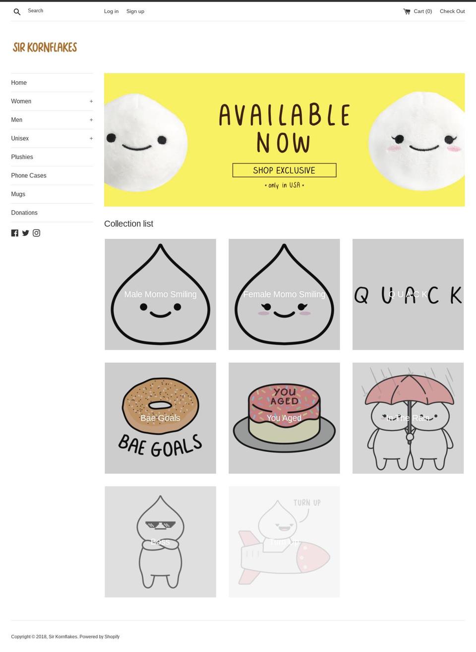 sirkornflakes.com — Shopify storefront screenshot
