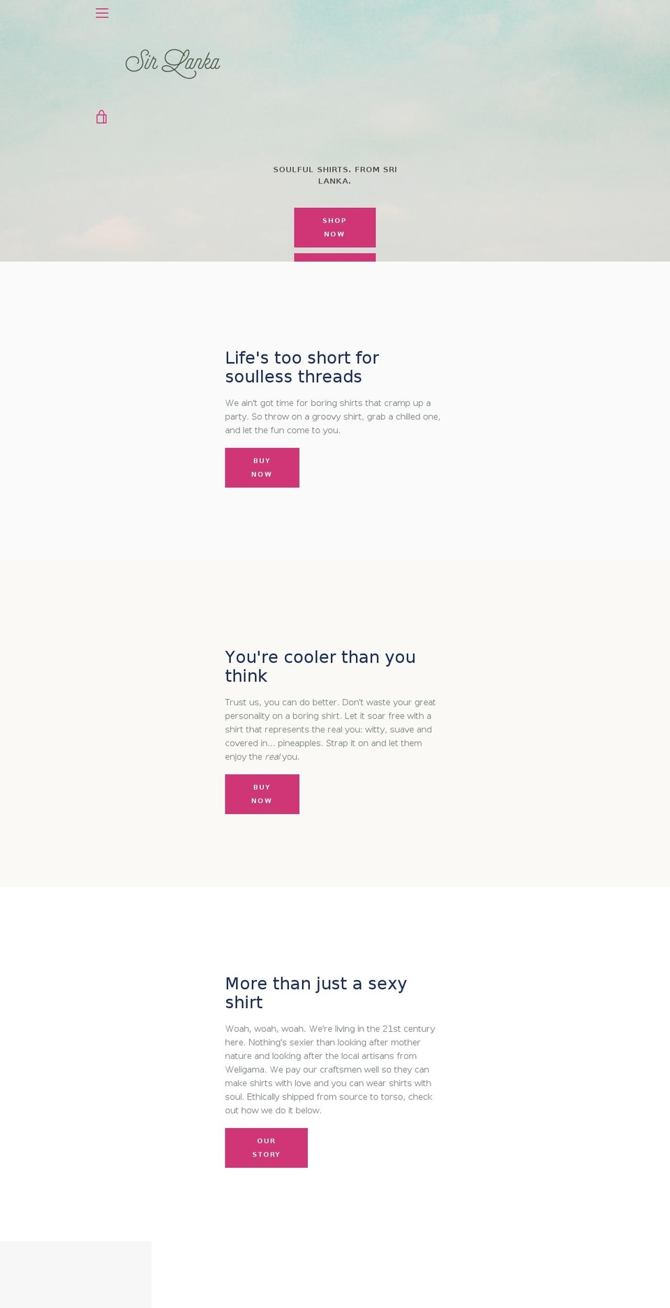 sirlankashirts.com — Shopify storefront screenshot