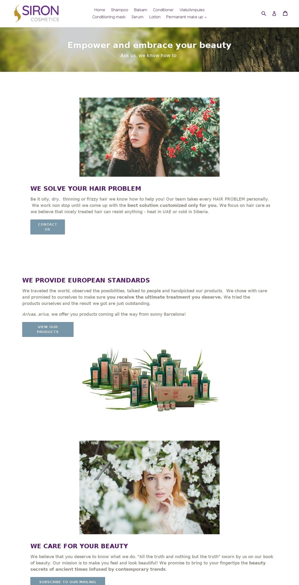 sironcosmetics.com — Shopify storefront screenshot