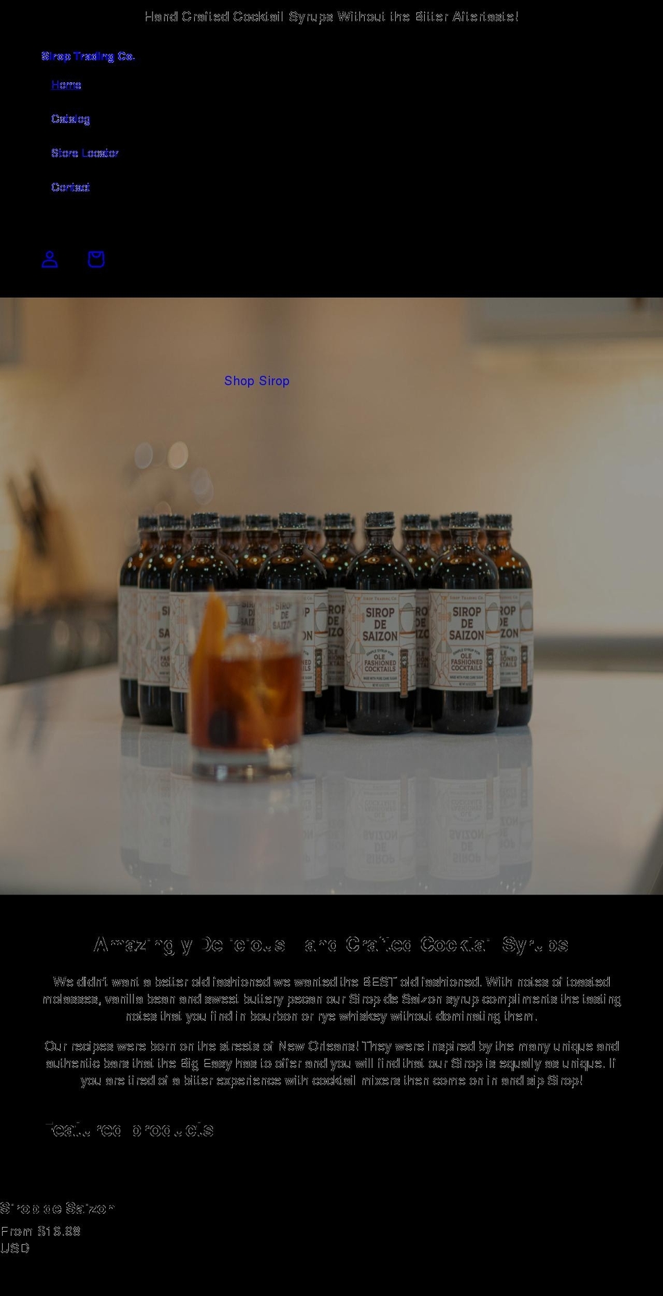 siroptradingco.com shopify website screenshot