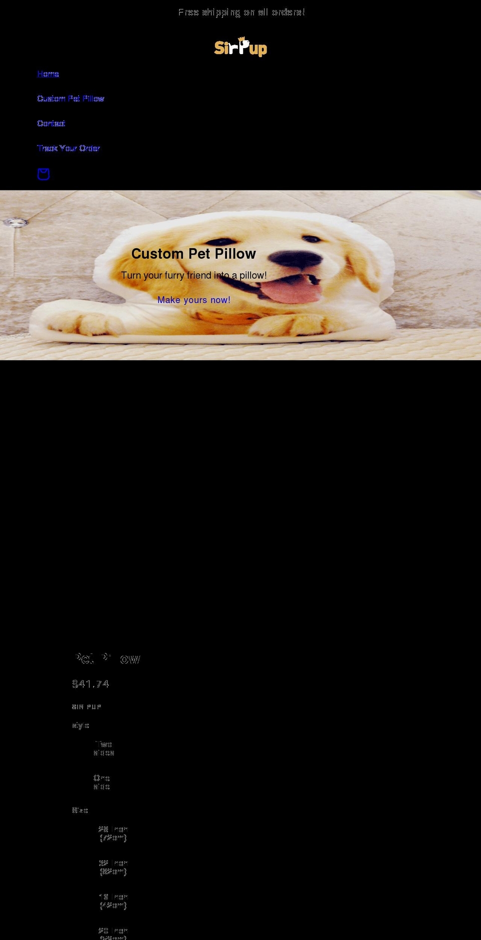 sirpup.com shopify website screenshot